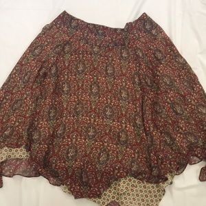 AK Anne Klein Layered Silk Flowy Print Skirt 14 W Plus
